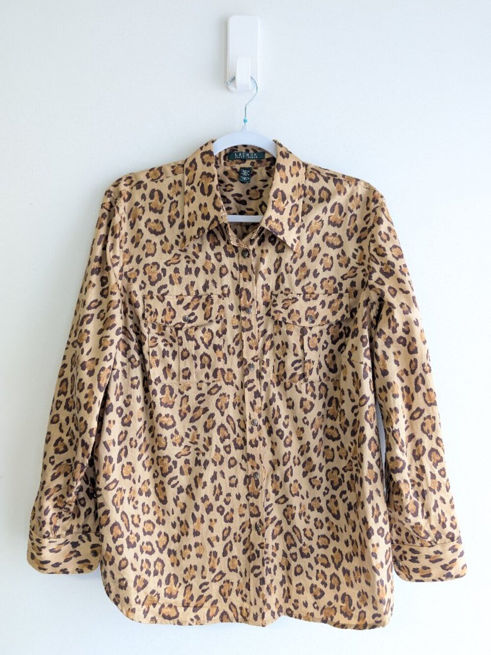 Lauren Ralph Lauren Cheetah Leopard Print Button Up Shirt